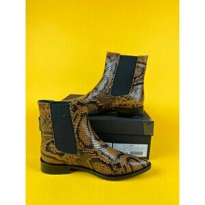 Freda Salvador Joan Chelsea Boots Womens 5 M Brass Snake Embossed Leather NWB